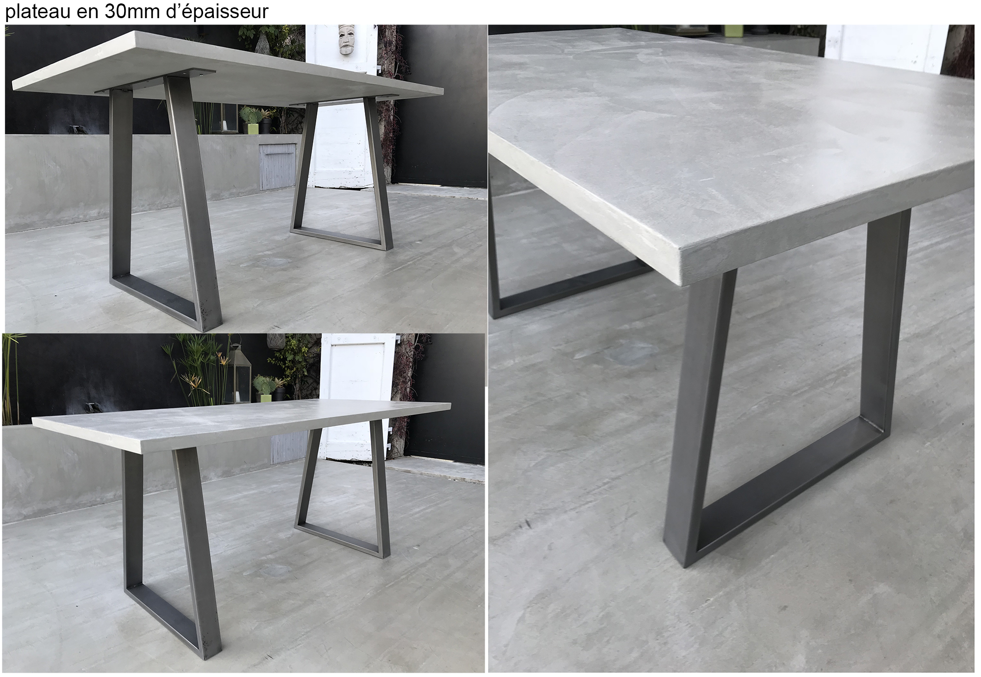 groupe table beton cire pieds trapeze