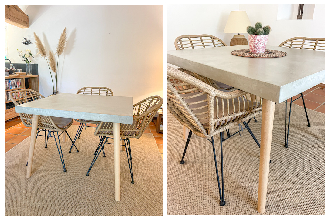 TABLE BETON CIRE COMPD BOIS