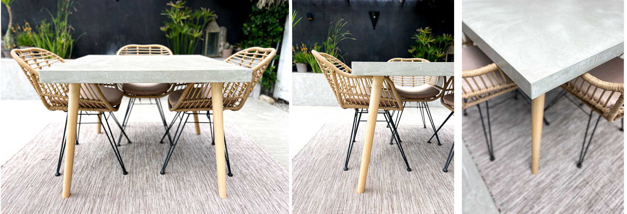 TABLE BETON CIRE PIEDS BOIS