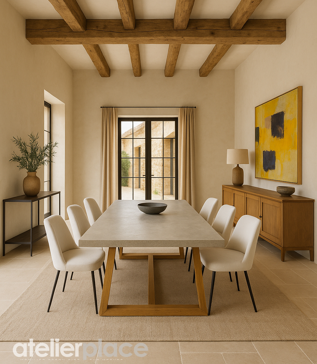 Table béton ciré sur mesure pied trapeze (3)