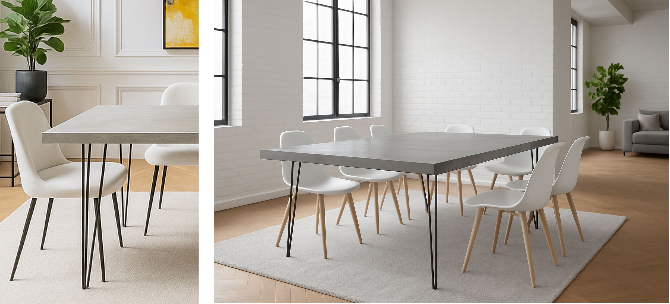 L’atelier Place est spécialisé dans la réalisation de mobilier sur mesure en béton ciré.<br />
Table béton ciré sur mesure<br />
