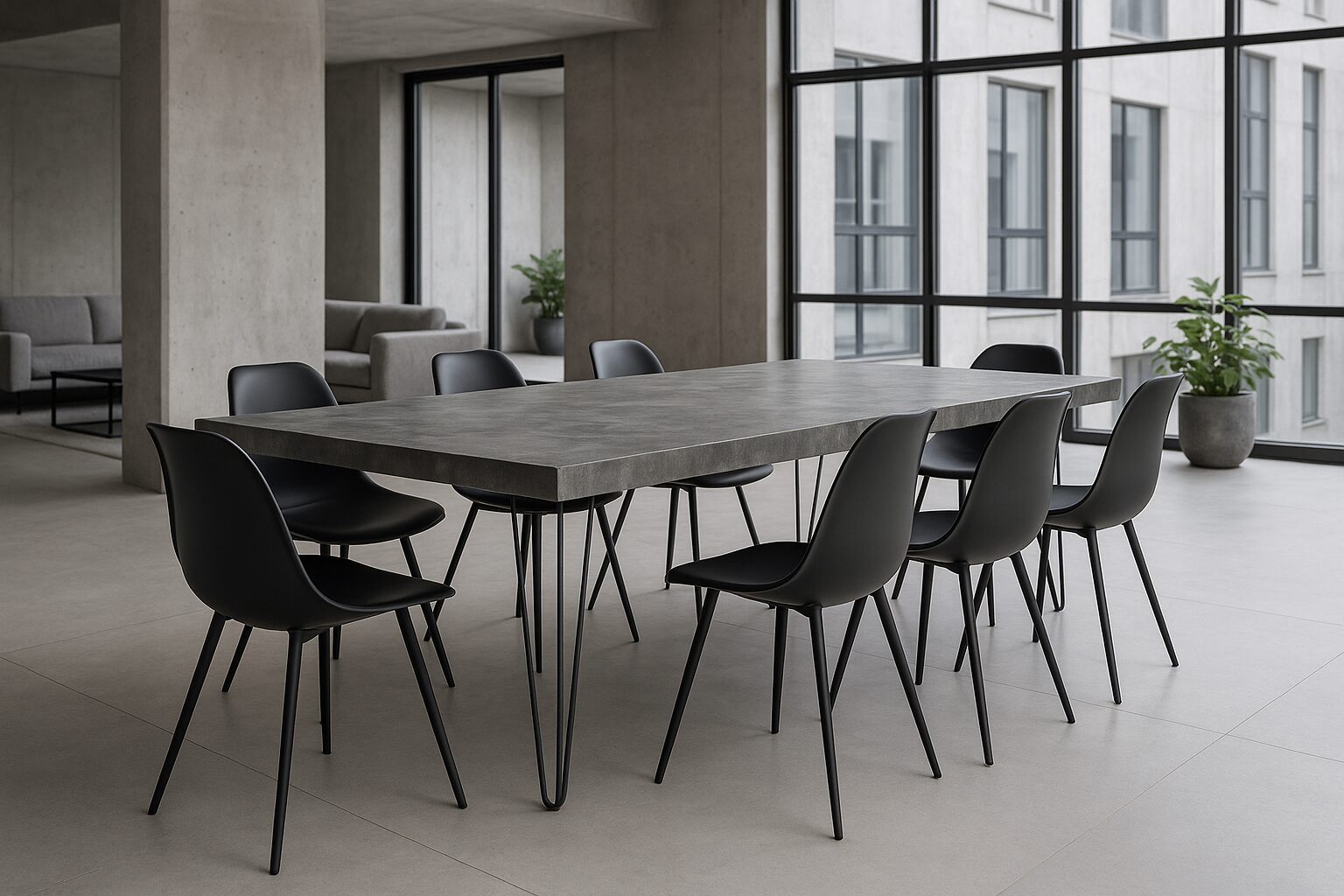 L’atelier Place est spécialisé dans la réalisation de mobilier sur mesure en béton ciré.<br />
Table béton ciré sur mesure<br />
