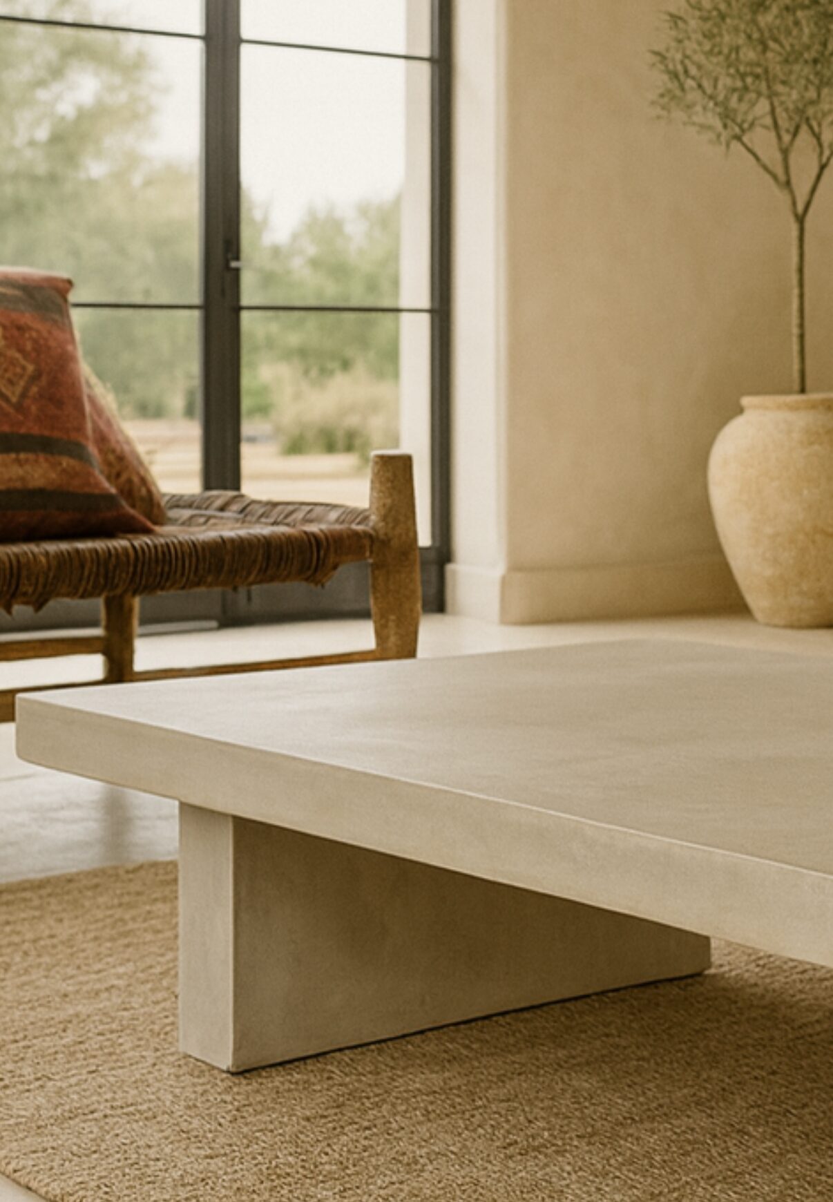 Table basse béton ciré réalisé à la main et personnalisable.<br />
L’atelier Place est spécialisé dans la réalisation de mobilier d’intérieur sur mesure en béton ciré.