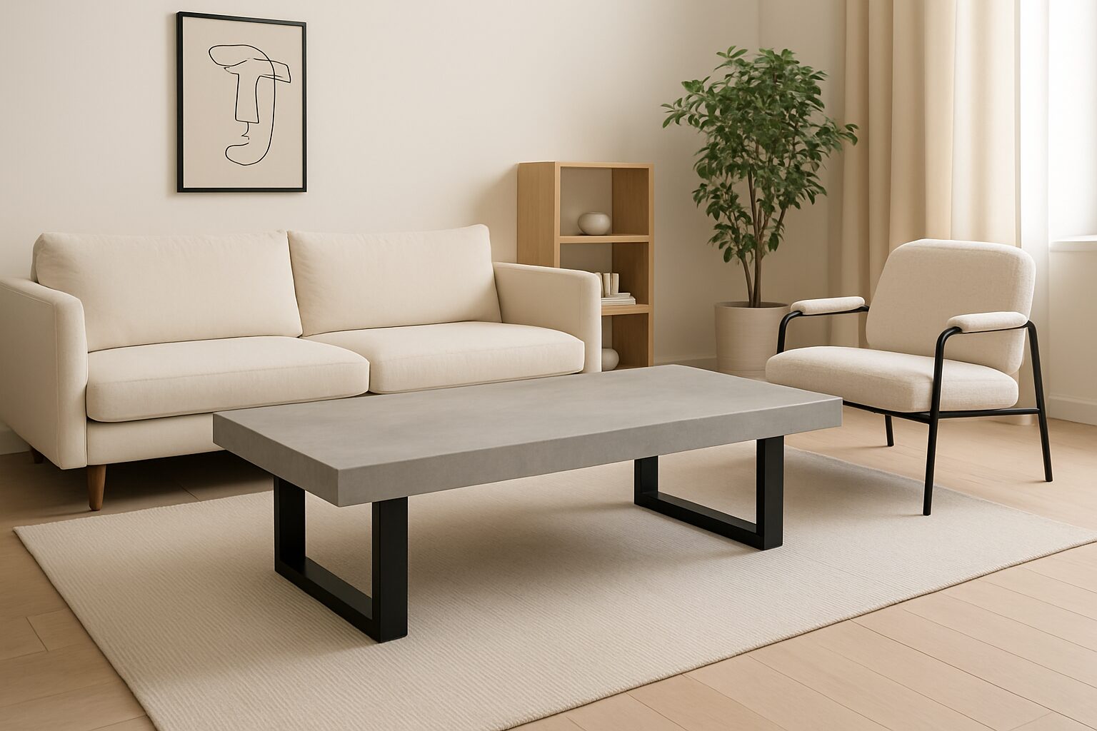 Caractéristiques : Plateau béton ciré reposant sur 2 pieds en U Matière plateau : béton ciré Protection : vernis polyuréthane anti tache mat Poids léger : 25kg/m2 en 60mm - 20kg /m2 en 30 mm Pieds : 2 pieds acier en U adaptés à votre plateau