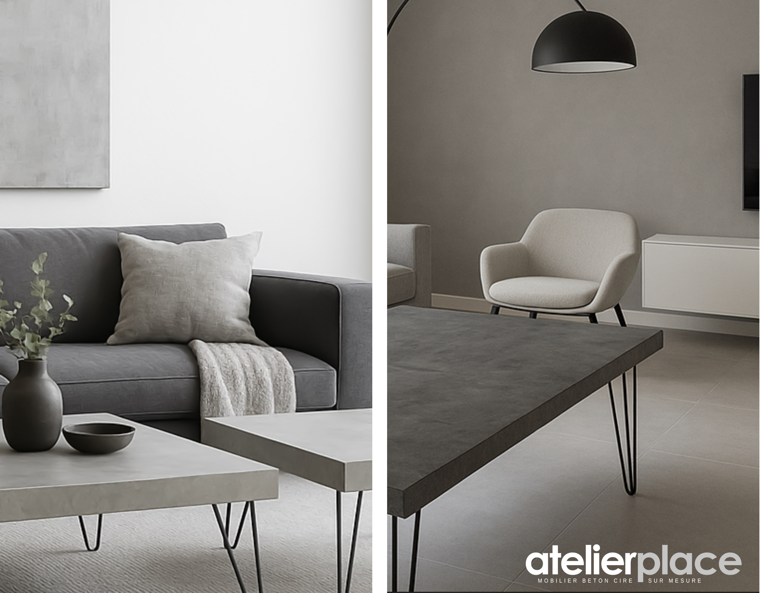 L’atelier Place est spécialisé dans la réalisation de mobilier sur mesure en béton ciré