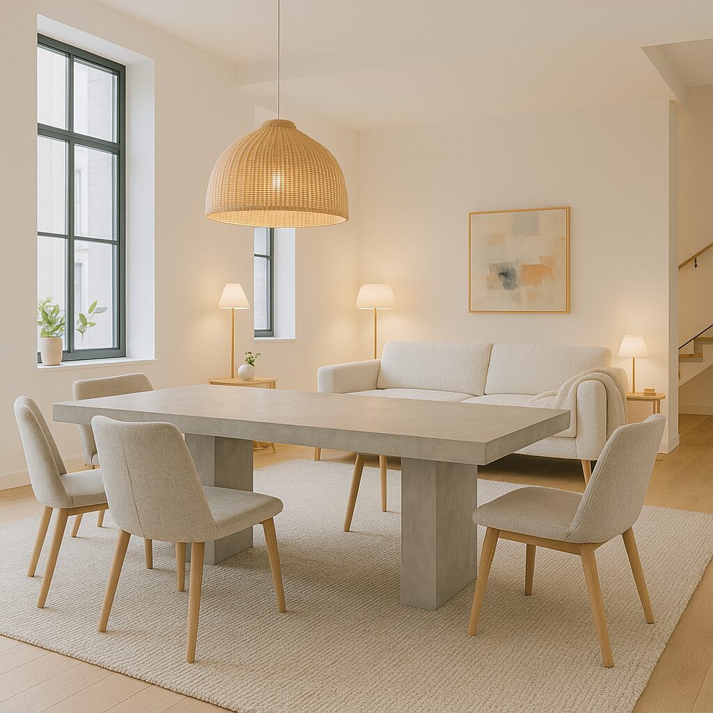 L’atelier Place est spécialisé dans la réalisation de mobilier sur mesure en béton ciré.<br />
Table béton ciré sur mesure<br />
