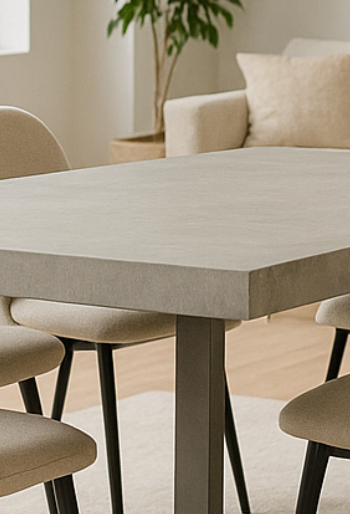 table de salle a manger beton ciré pieds U (9)