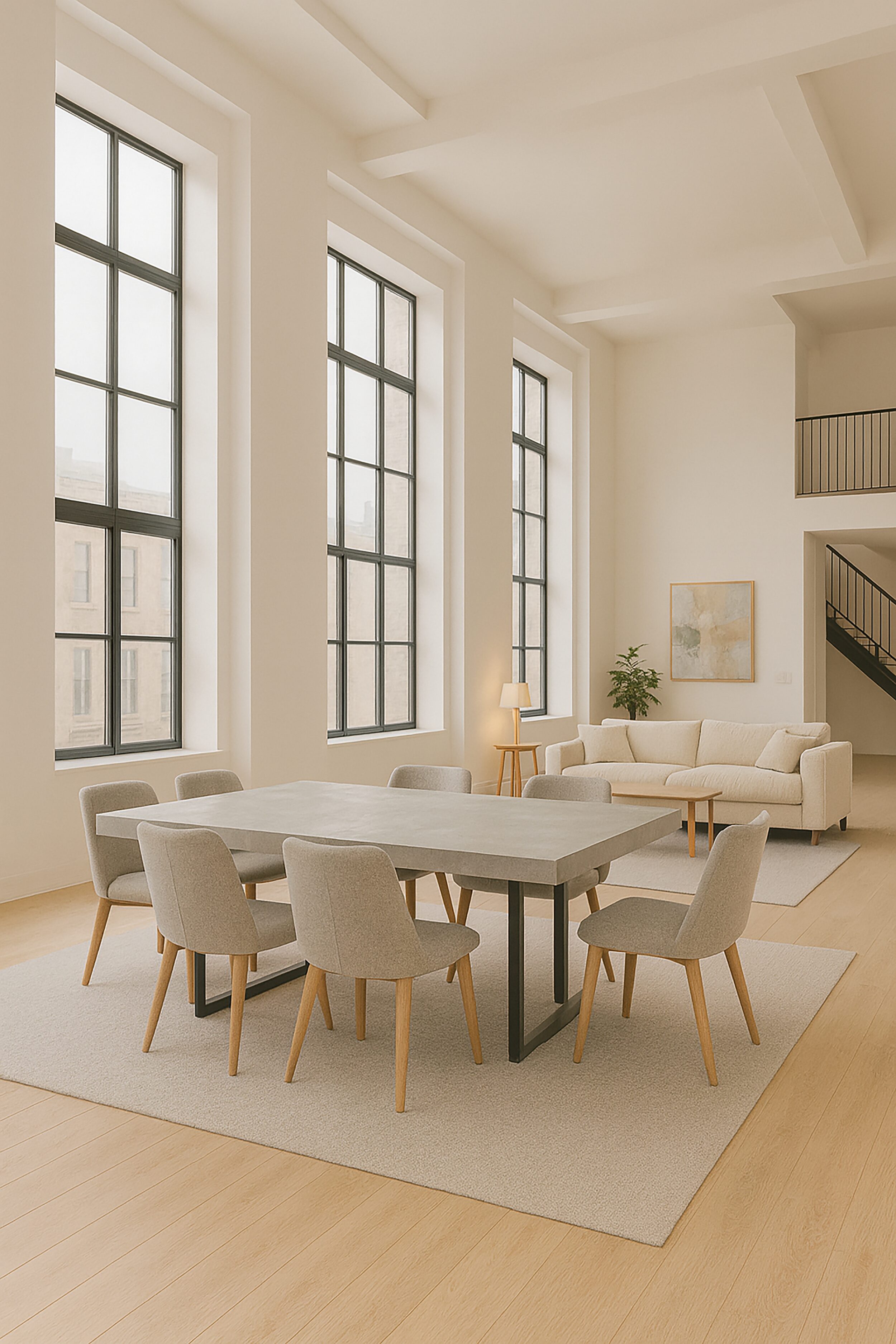 table de salle a manger beton ciré pieds U (9)