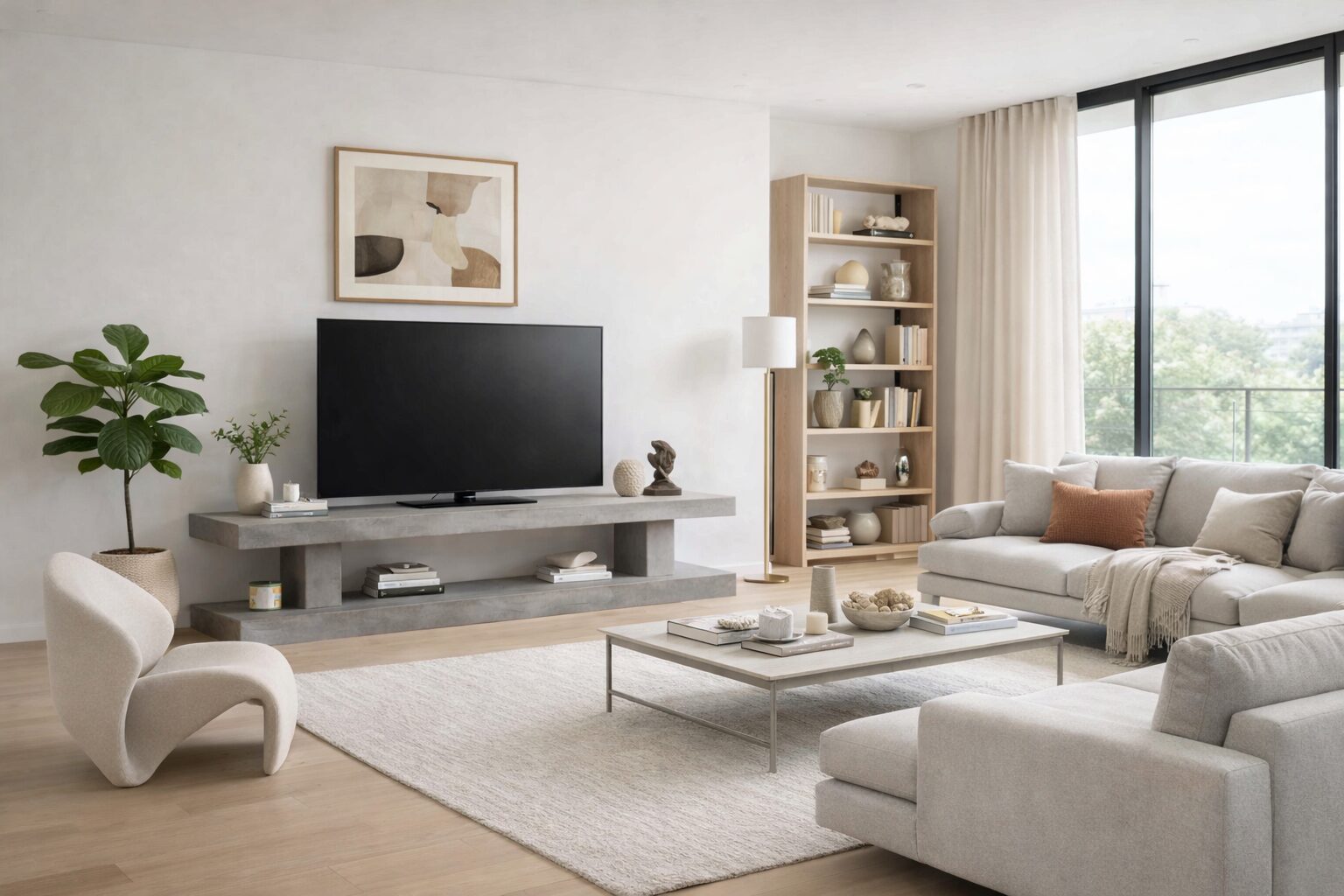 meuble tv béton ciré 