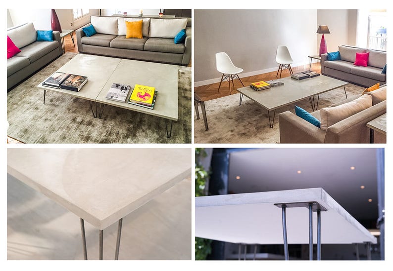 Table basse béton ciré pieds épingles – Image 12