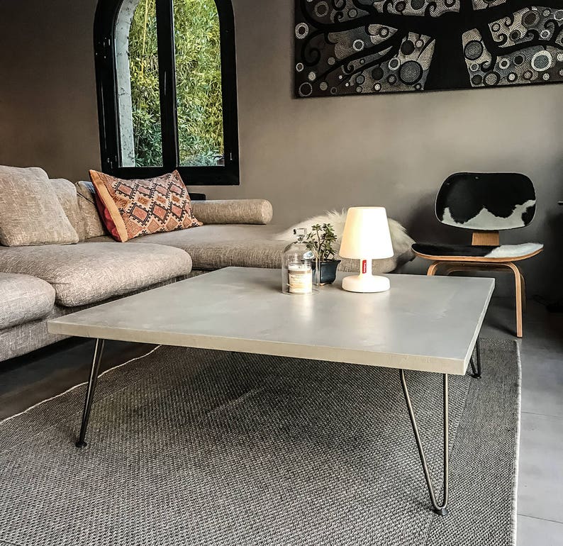 Table basse béton ciré pieds épingles – Image 10