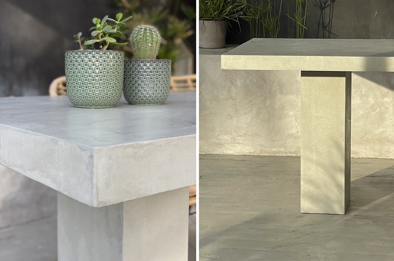 Table béton ciré double socle sur mesure – Image 12