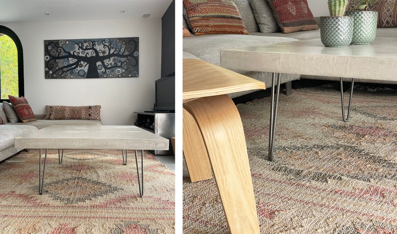 Table basse béton ciré pieds épingles – Image 14