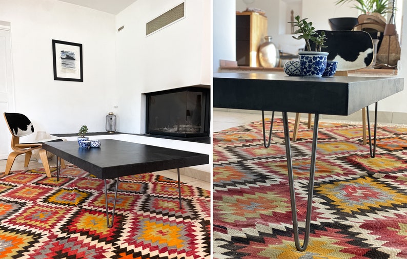 Table basse béton ciré pieds épingles – Image 15