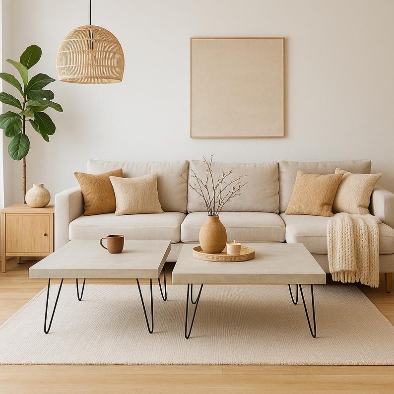 Table basse béton ciré pieds épingles – Image 6