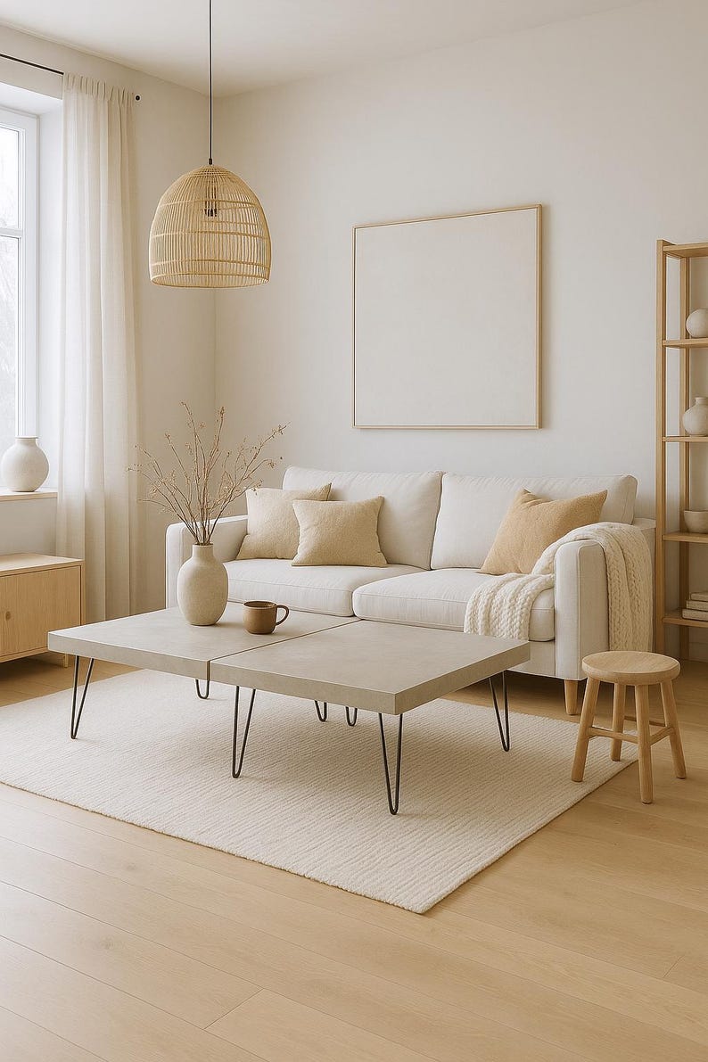 Table basse béton ciré pieds épingles – Image 5
