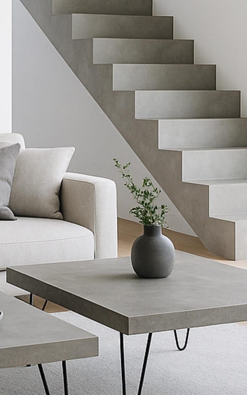 Table basse béton ciré pieds épingles – Image 8