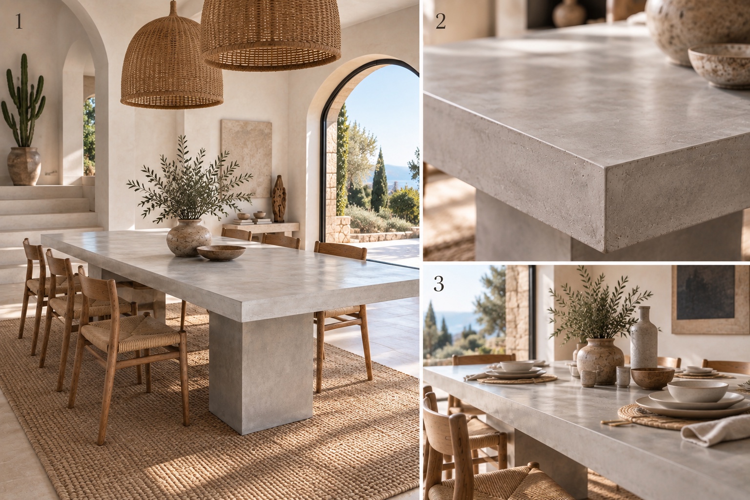 Table béton ciré double socle sur mesure – Image 4