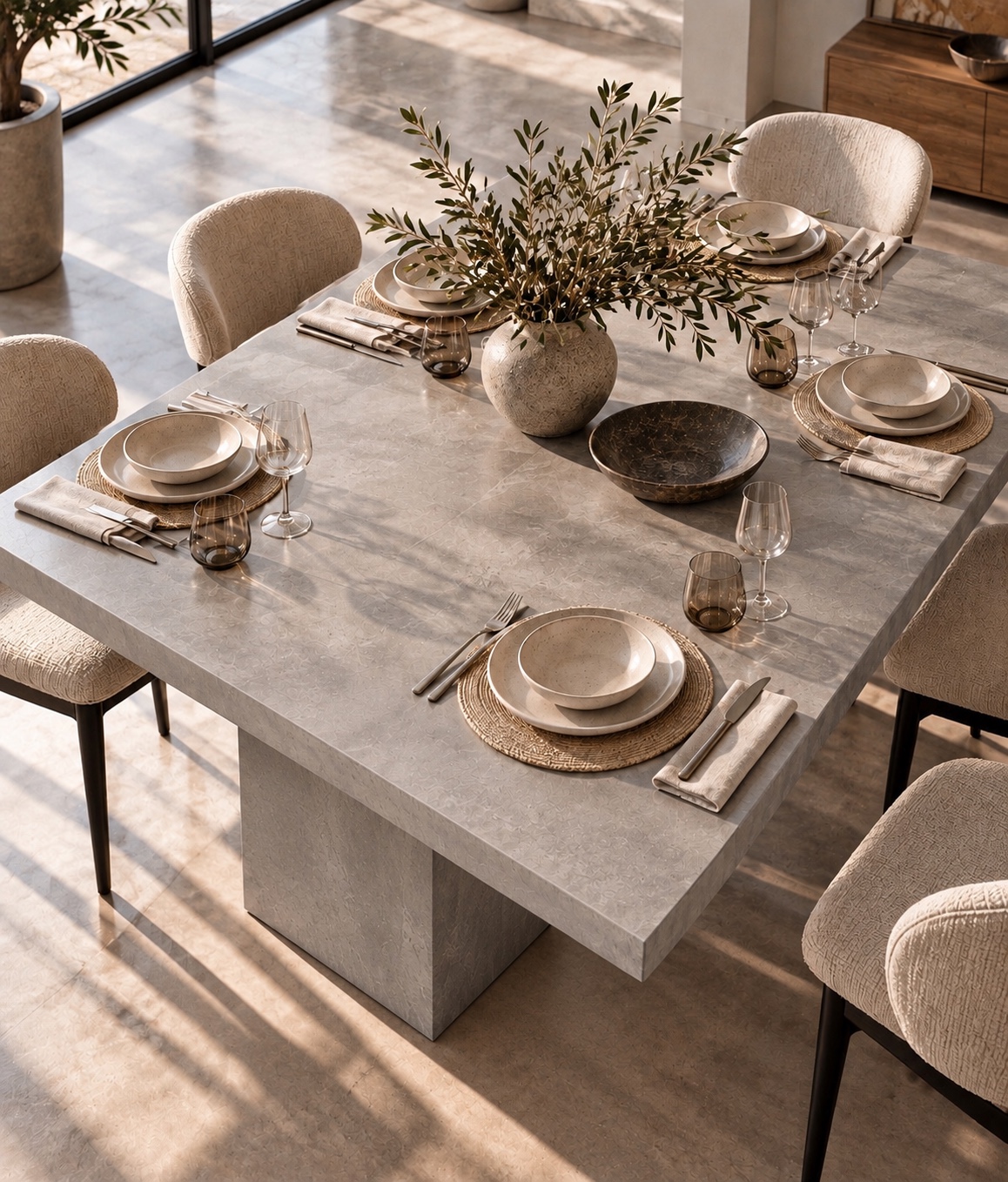 Table béton ciré double socle sur mesure – Image 10