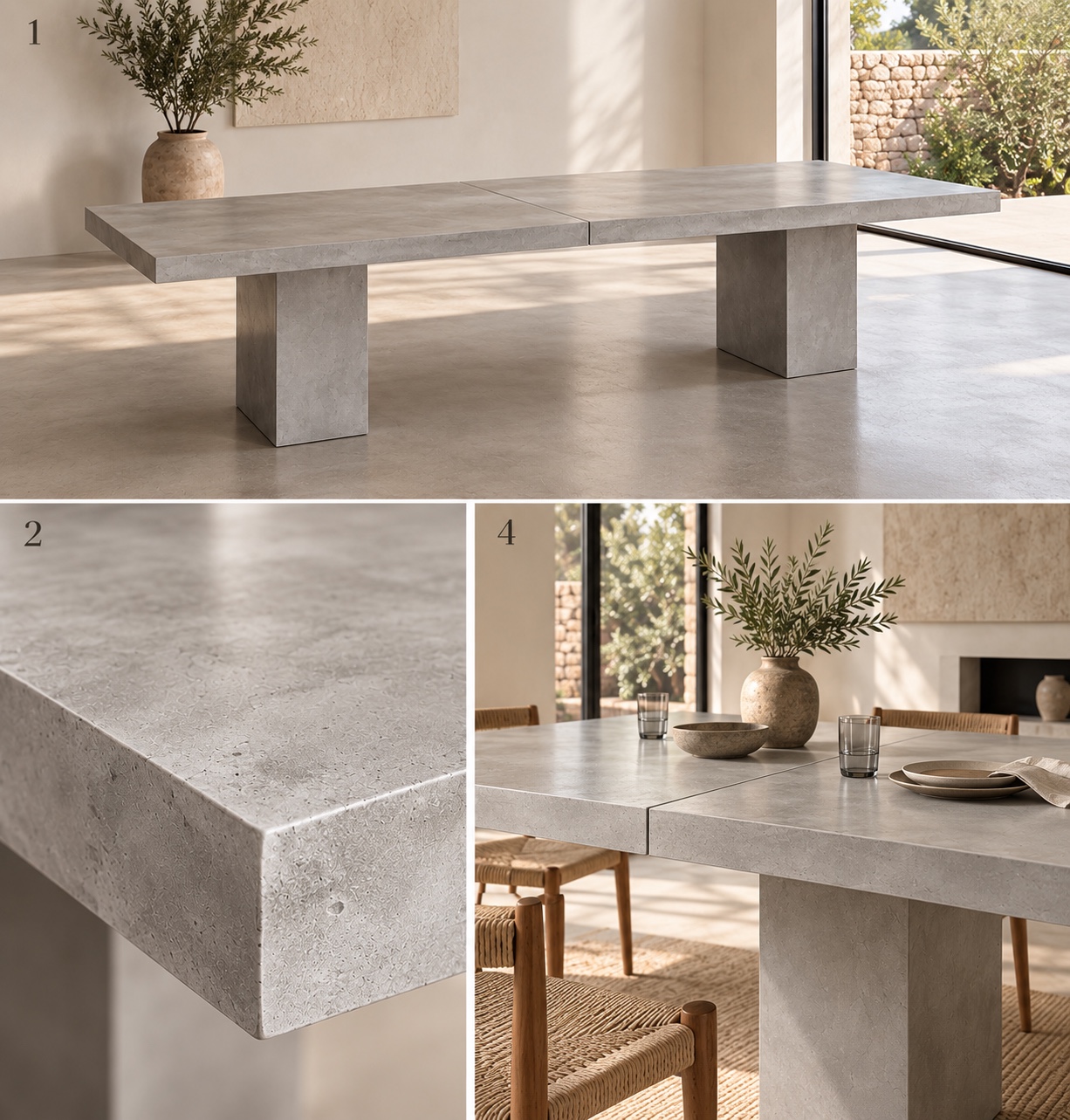Table béton ciré double socle sur mesure – Image 7