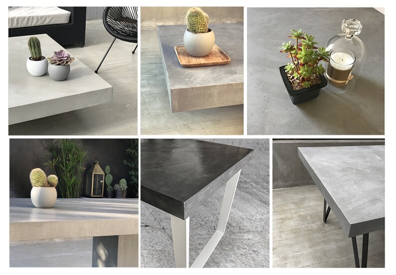 Table béton ciré sur mesure pieds métal en U – Image 14