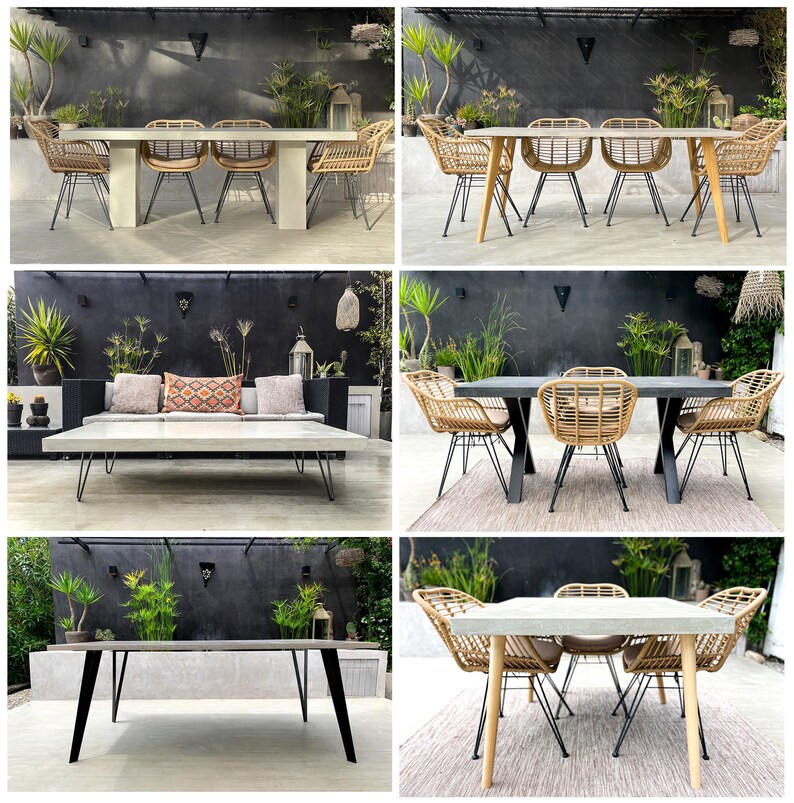 Table béton ciré pieds compas bois – Image 17