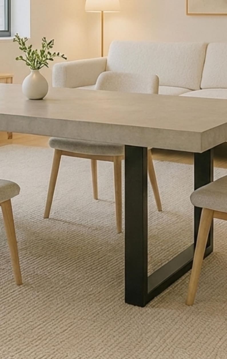 Table béton ciré sur mesure pieds métal en U – Image 4