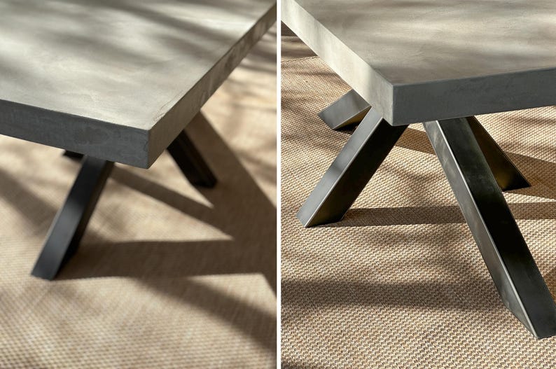 Table béton ciré pieds acier X – Image 16