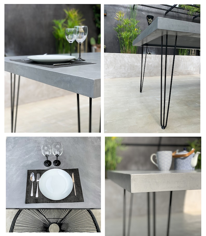 Table béton ciré pieds acier épingle – Image 8
