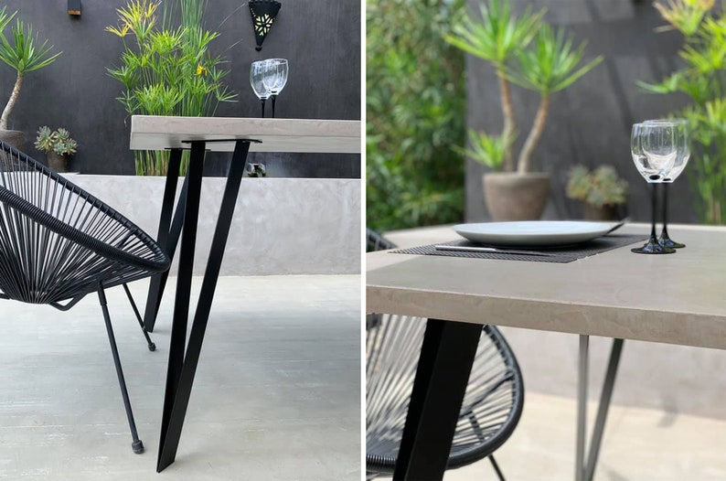 Table béton ciré pieds acier sur mesure – Image 15