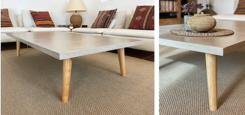 Table basse béton ciré pieds compas bois – Image 10