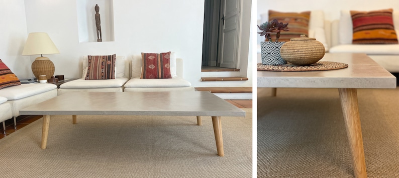 Table basse béton ciré pieds compas bois – Image 11