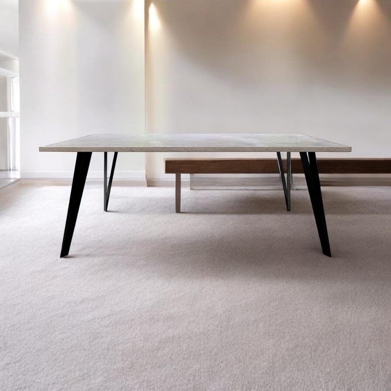 Table béton ciré pieds acier sur mesure – Image 3