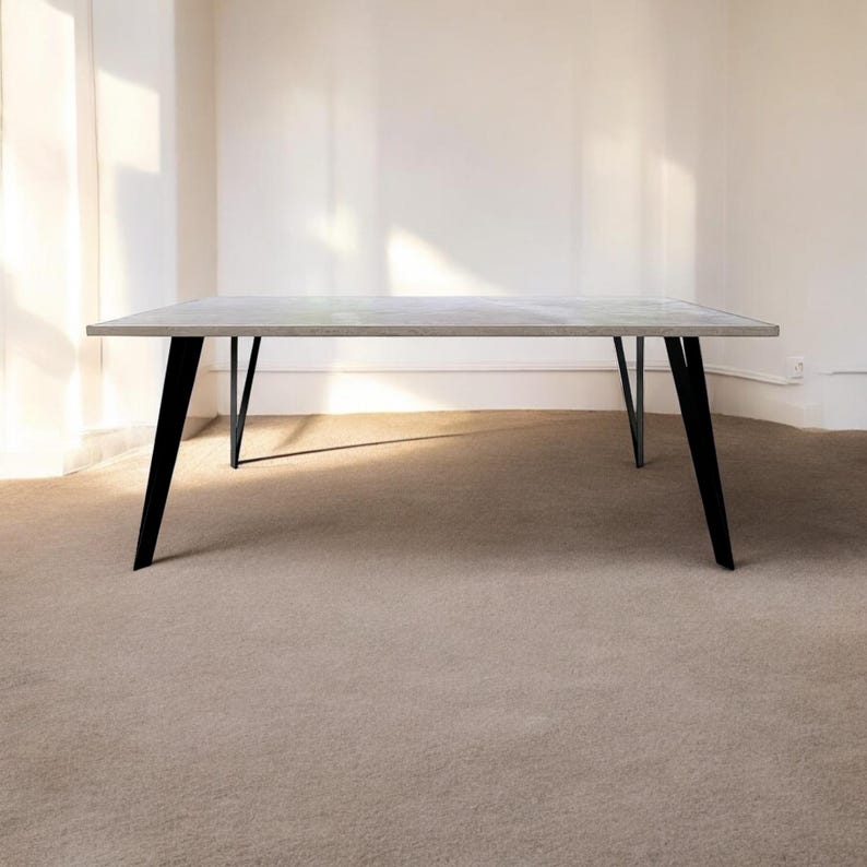 Table béton ciré pieds acier sur mesure – Image 12