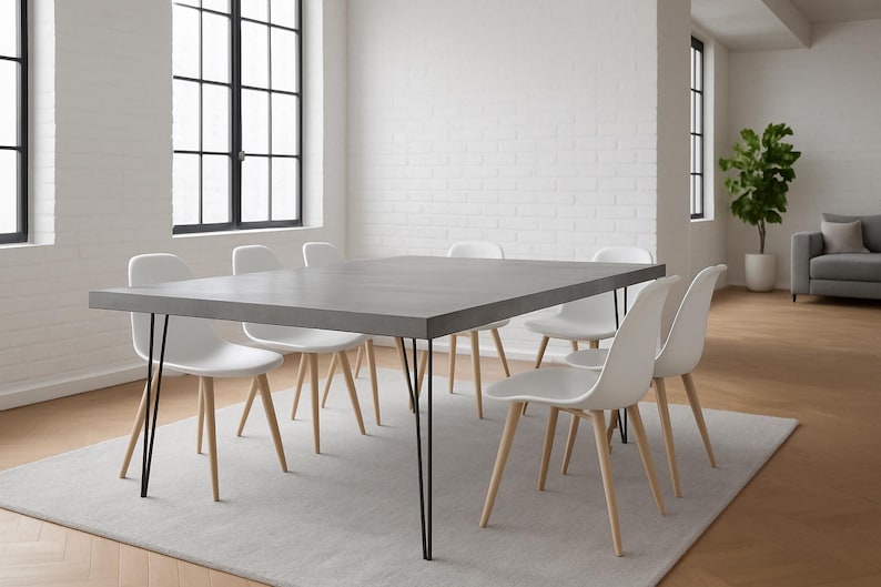 Table béton ciré pieds acier épingle – Image 6