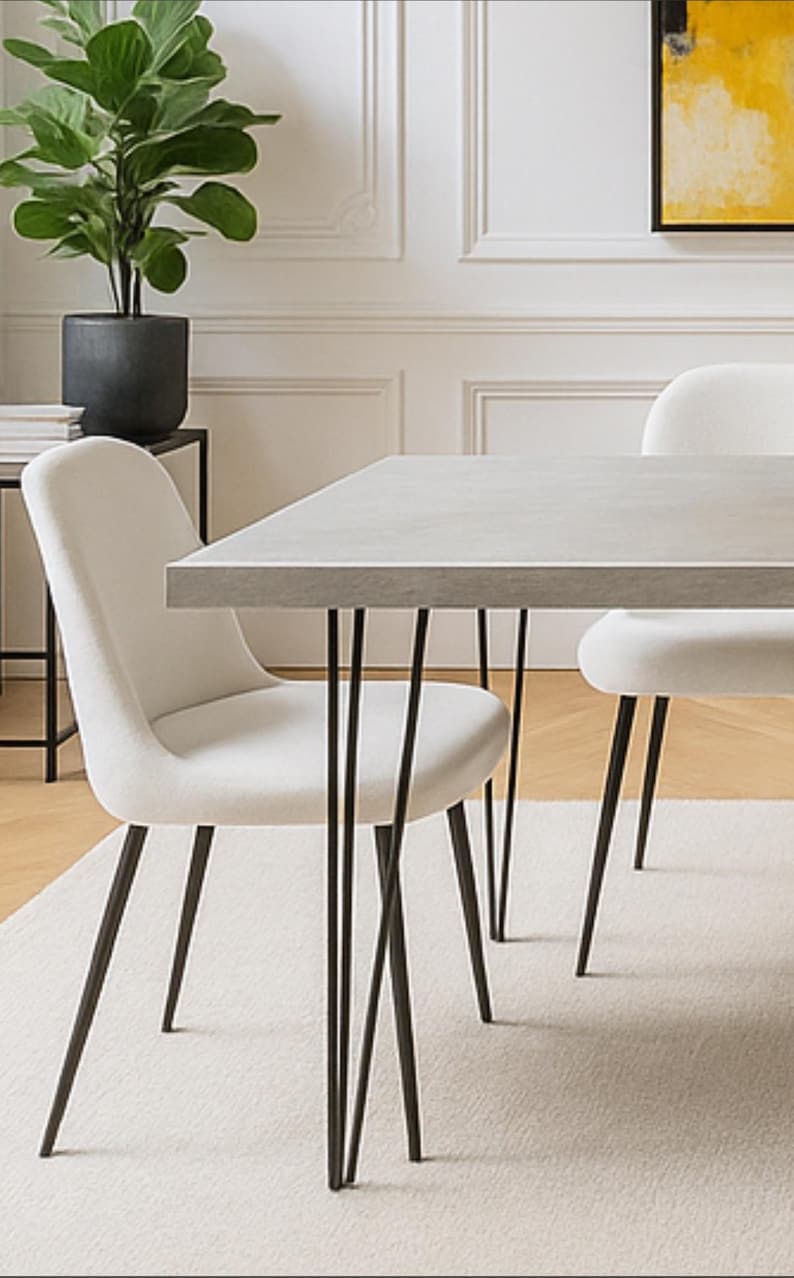 Table béton ciré pieds acier épingle – Image 3