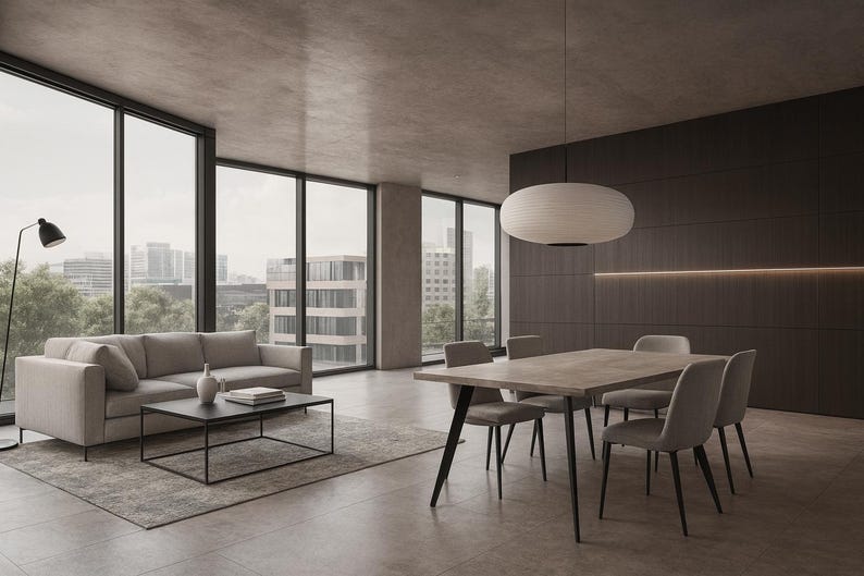 Table béton ciré pieds acier sur mesure – Image 4