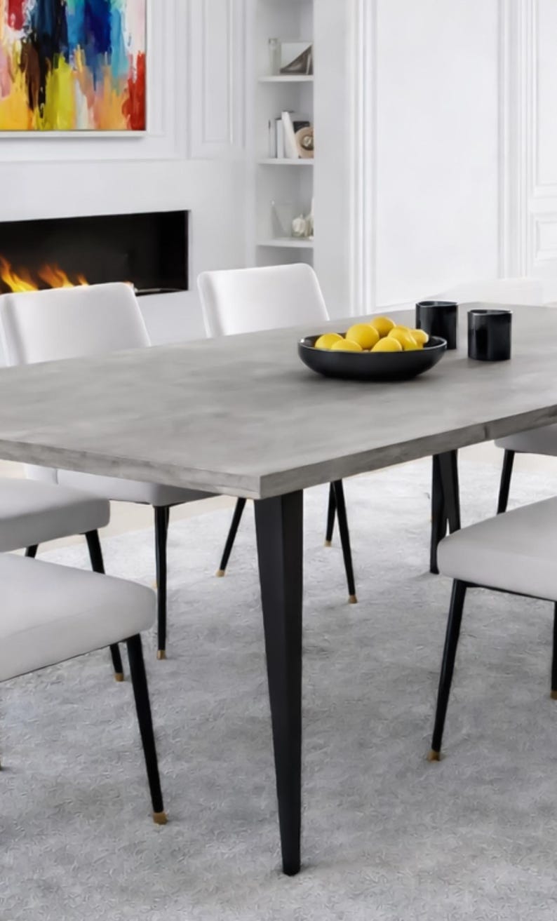 Table béton ciré pieds acier sur mesure – Image 2