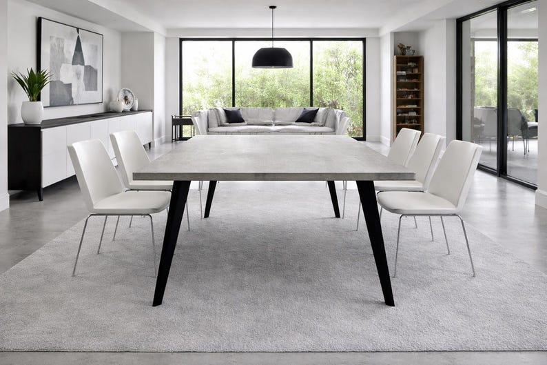 Table béton ciré pieds acier sur mesure – Image 7