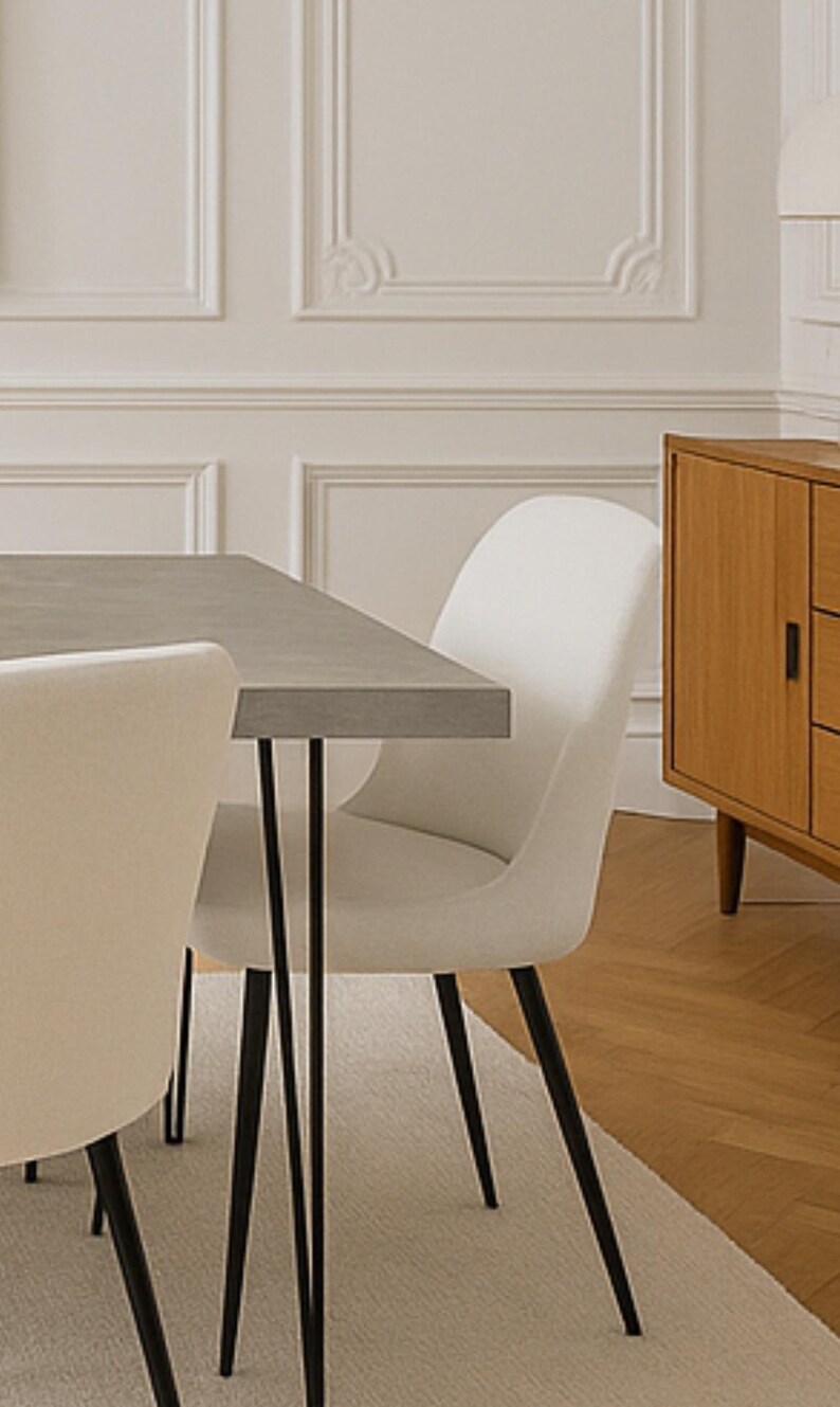 Table béton ciré pieds acier épingle – Image 4
