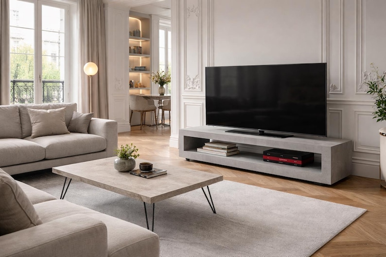 Meuble TV béton ciré sur mesure / table basse – Image 5