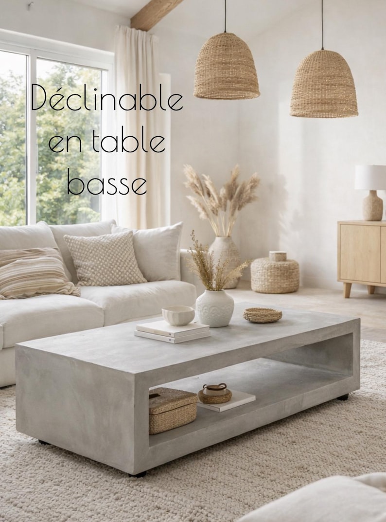 Meuble TV béton ciré sur mesure / table basse – Image 12