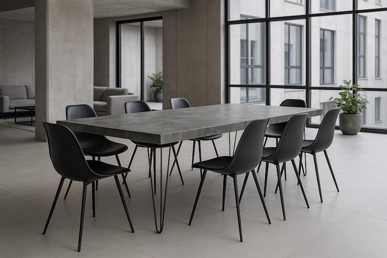 Table béton ciré pieds acier épingle – Image 15