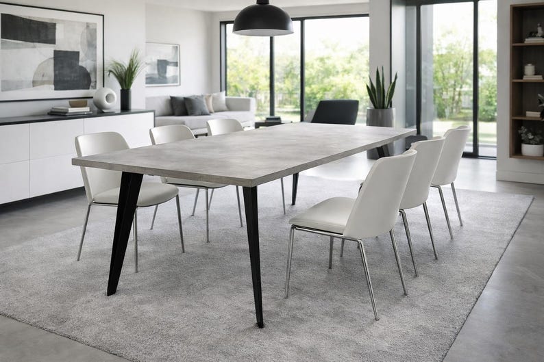 Table béton ciré pieds acier sur mesure – Image 8