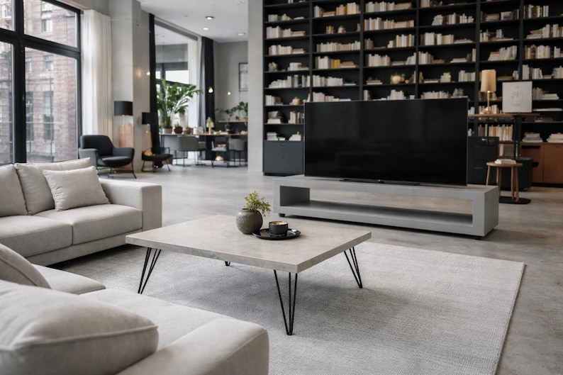 Meuble TV béton ciré sur mesure / table basse – Image 6