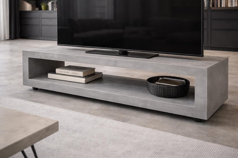 Meuble TV béton ciré sur mesure / table basse – Image 7