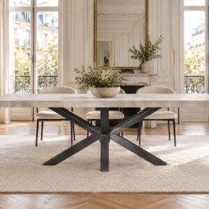 Table béton ciré pied Mikado métal