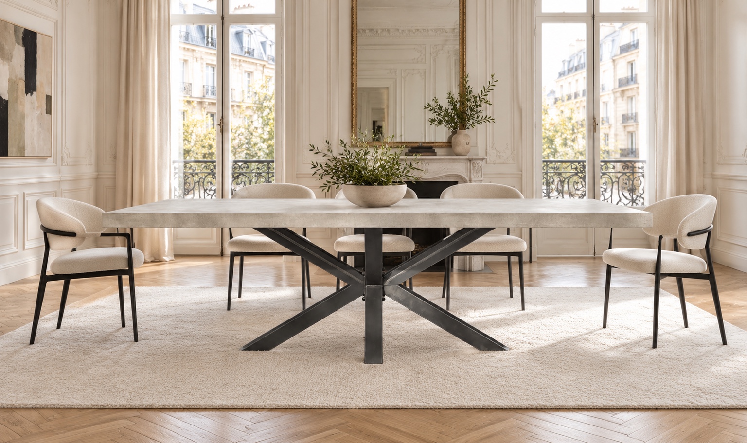 L’atelier Place est spécialisé dans la réalisation de mobilier d’intérieur<br />
sur mesure en béton ciré.<br />
Table béton ciré sur mesure, réalisée à la main et personnalisable.<br />
