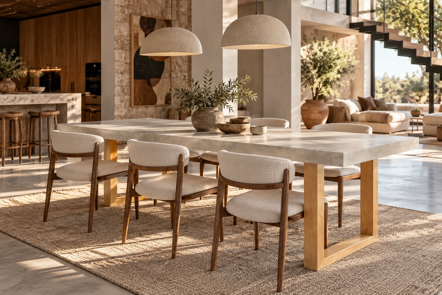 Table en béton ciré sur pieds en U bois